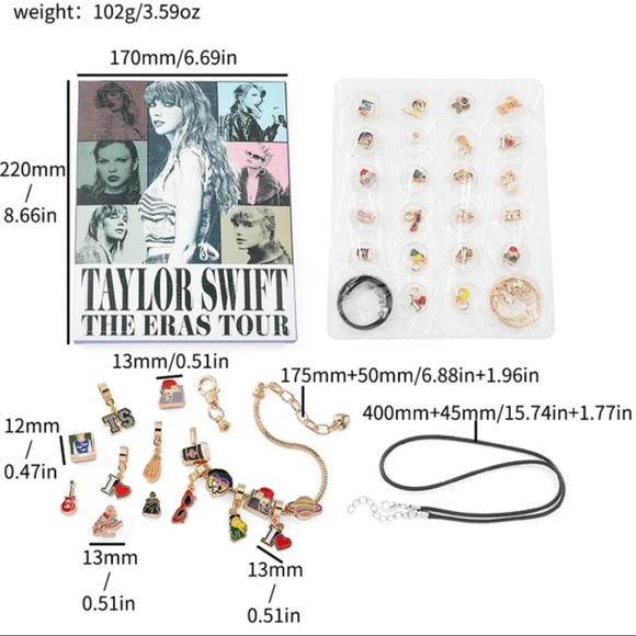 Taylor Swift Eras Charm Bracelet Necklace Box Set (22pc) - Picture 4 of 8